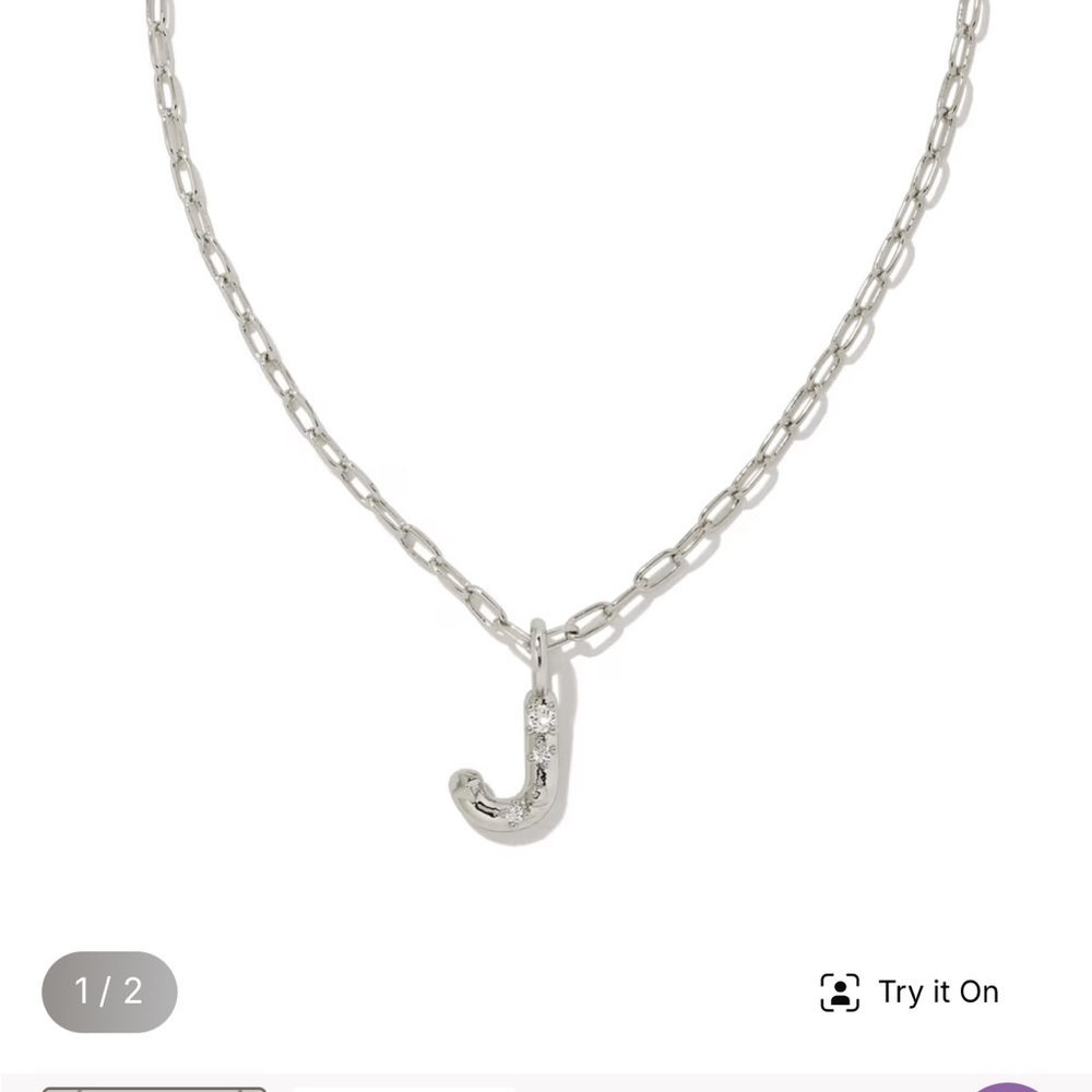Kendra Scott Silver Necklace letter “ J “